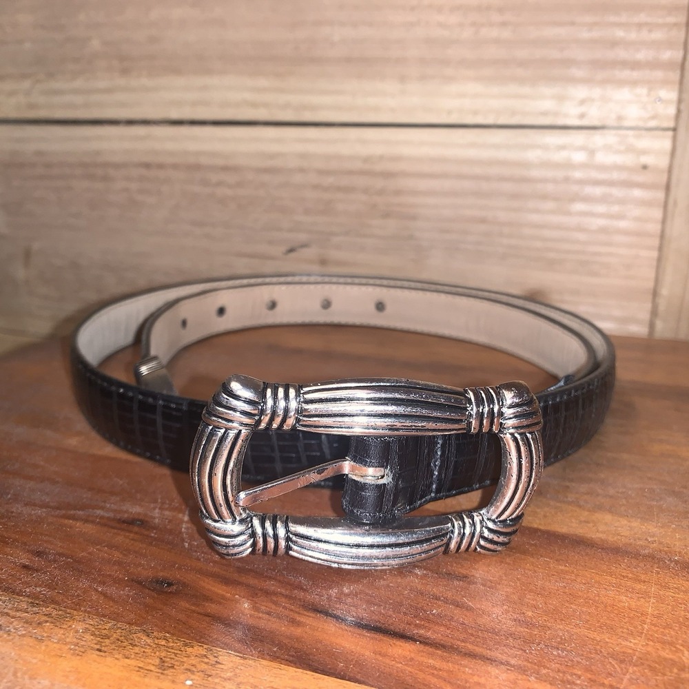 VTG 1995 Brighton Alligator Leather Belt L35203 Made In‎ The USA Silver Hardware